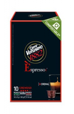 Kávékapszula, Nespresso® kompatibilis, 10 db, CAFFÉ VERGNANO "Espresso Cremoso"