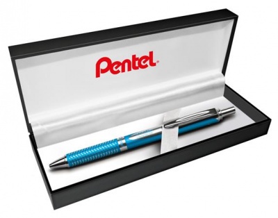Zseléstoll, 0,35 mm, nyomógombos, égszínkék tolltest, PENTEL "EnerGel BL-407" kék