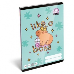 Füzet, tűzött, A5, vonalas, 32 lap, 2. osztály, LIZZYSULI, "Lollipop Capybara","12-32"